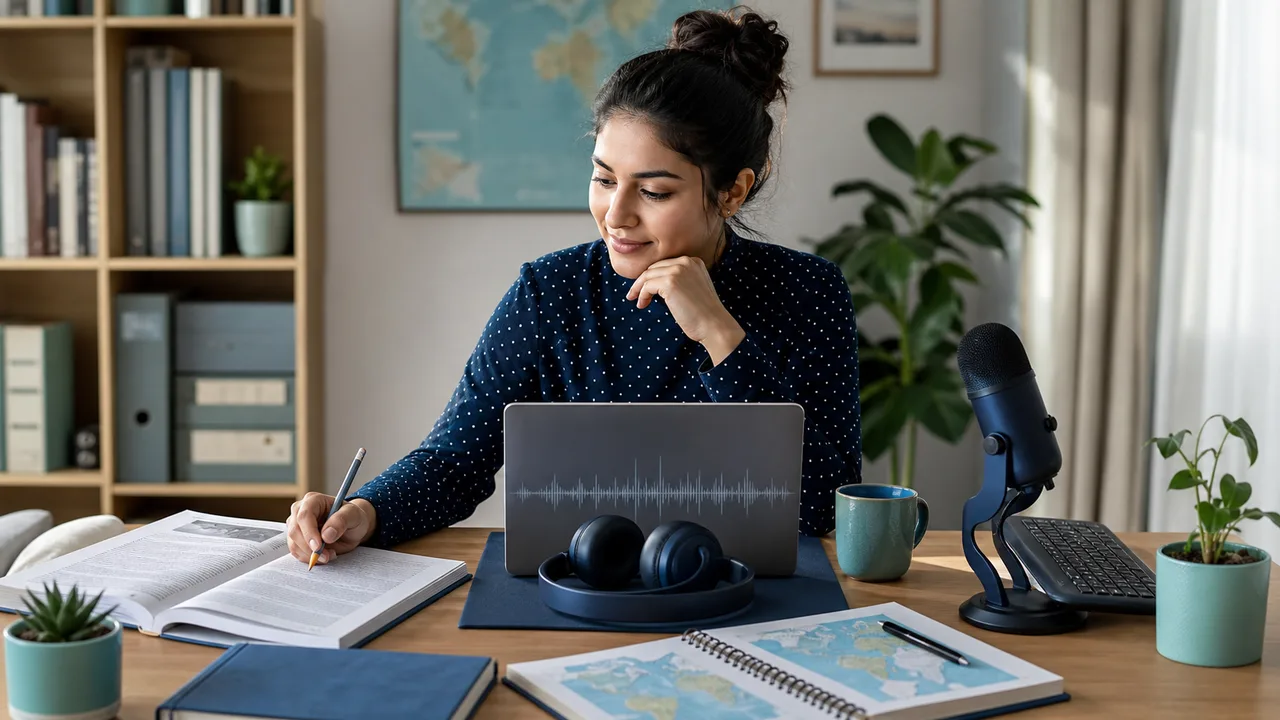 Indian study-abroad aspirant comparing paper, audio, and speaking test formats